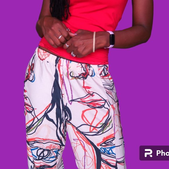 Temu geometric graphic long pants with pockets in tan and various colors size XL - Picture 5 of 8